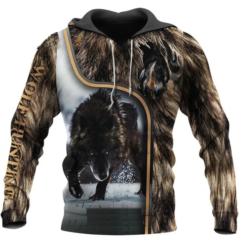Streetwear Brand Tracksuit - Sweat-shirts à capuche imprimés loup pour